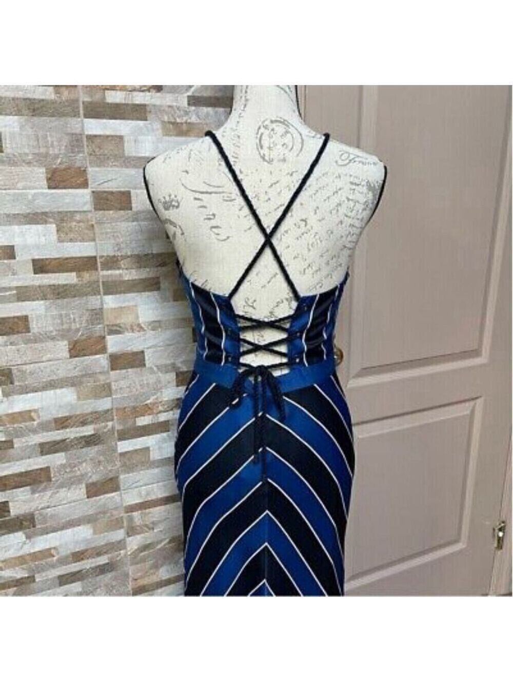 Guess Nautical Sailor Striped Rope Maxi Dress Sz 6 Resortwear Coastal Geometric - Picture 15 of 15